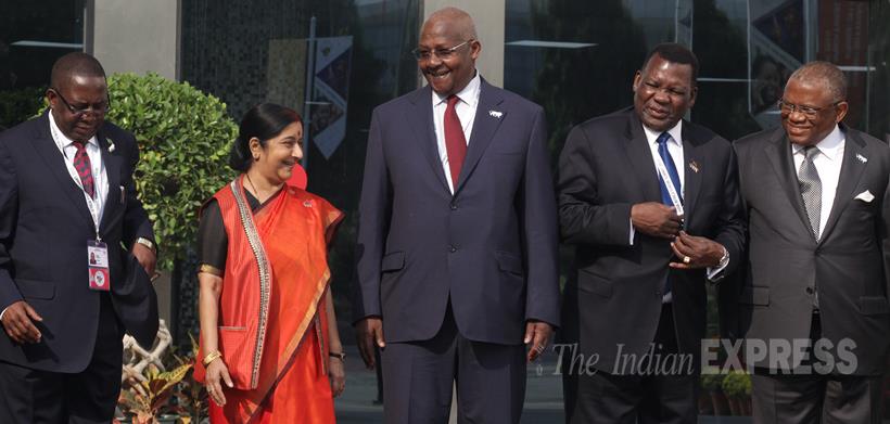 Sushma Swaraj, Sushma Swaraj IAFS 2015, Swaraj, India Africa Forum Summit, Narendra Modi, IAFS, India Africa Forum Summit 2015, IAFS, Mbella Mbella, Zimbabwe President Robert Gabriel Mugabe, South African President Jacob G Zuma, Swaziland King Mswati III, Nigerian President Muhammadu Buhari and Ghanaian President John Dramani Mahama, Entertainment news