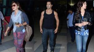 Dilwale are back in town – Kajol, Varun, Kriti at Mumbai airport
