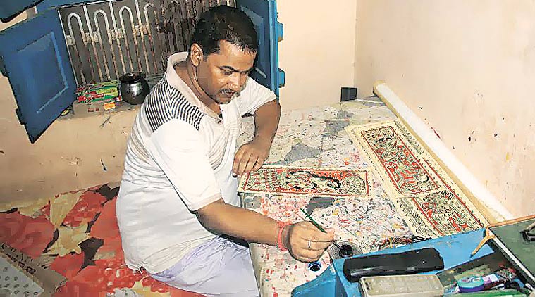 Bihar polls, Madhubani art, Nitish kumar, Bihar elections 2015, Madhubani painters naitish kumar, Nitish kumar visits madhubani artists, madhubani art museum, Bihar news, nation news, india news