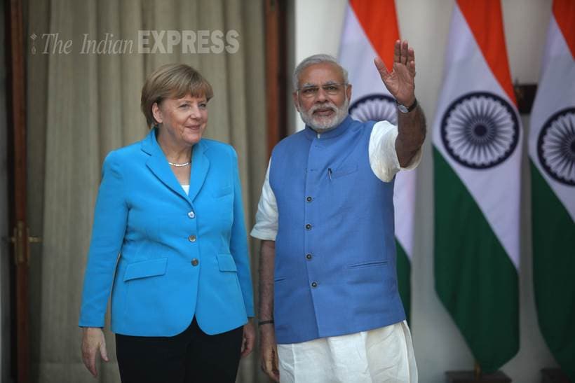merkel, angela merkel, german chancellor, narendra modi, modi, modi merkel modi merkel meet, india germany talks, german chancellor in india, merkel in india, india news