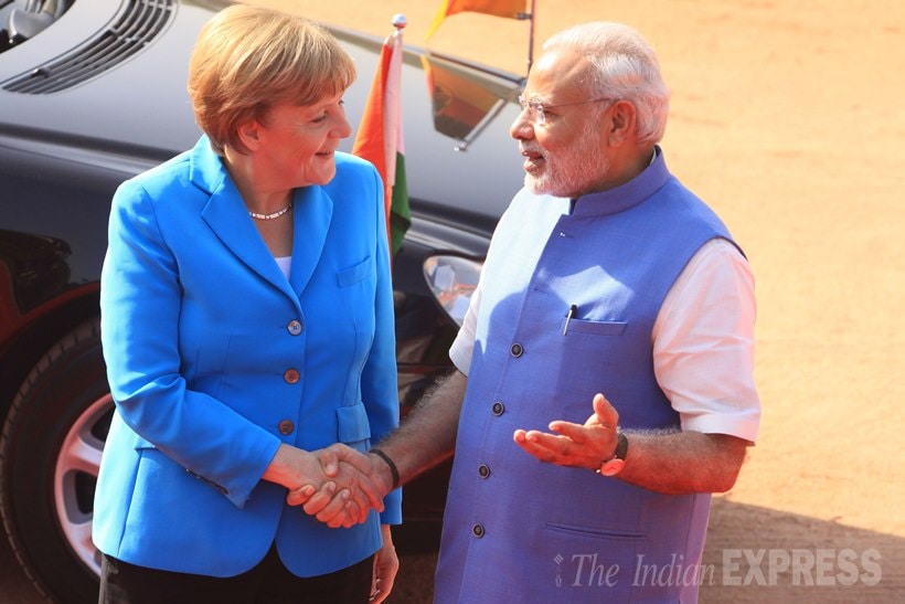merkel, angela merkel, german chancellor, narendra modi, modi, modi merkel modi merkel meet, india germany talks, german chancellor in india, merkel in india, india news