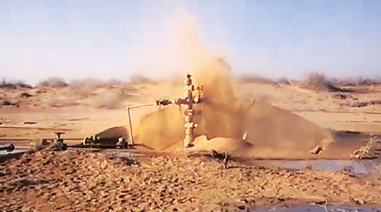 The leaking Oil India well at Dandewala area in Jaisalmer, Rajasthan. (Source: Express photo by Rohit Jain Paras)