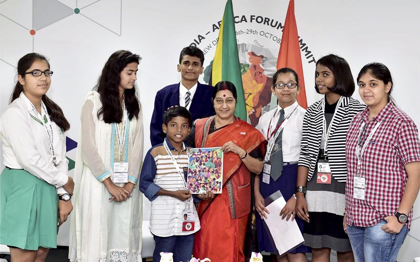 Sushma Swaraj, Sushma Swaraj IAFS 2015, Swaraj, India Africa Forum Summit, Narendra Modi, IAFS, India Africa Forum Summit 2015, IAFS, Mbella Mbella, Zimbabwe President Robert Gabriel Mugabe, South African President Jacob G Zuma, Swaziland King Mswati III, Nigerian President Muhammadu Buhari and Ghanaian President John Dramani Mahama, Entertainment news