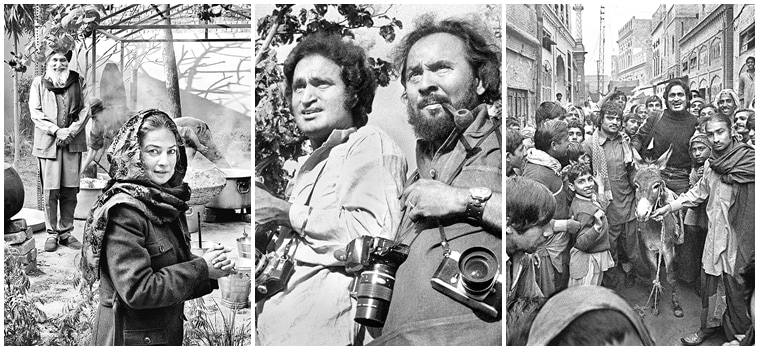 Raghu Rai’s wife Gurmeet; with fellow news photographer Kishore Bhatt; Rai in his birthplace Jhang, Pakistan during a visit in 1977