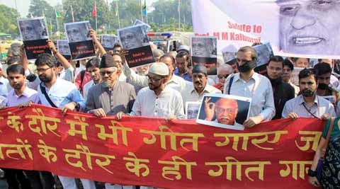 sahitya akademi awards, sahitya akademi awards returned, authors protest, mm kalburgi, mm kalburgi murder, narendra modi, modi govt, india news, latest news, indian express column