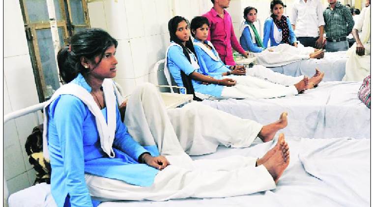 The schoolgirls recuperating at a government hospital in Tonk on Thursday. Rohit Jain Paras