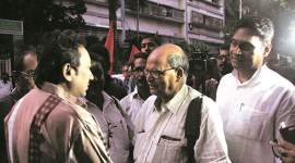 File photo of senior party leader Rabin Deb (right).