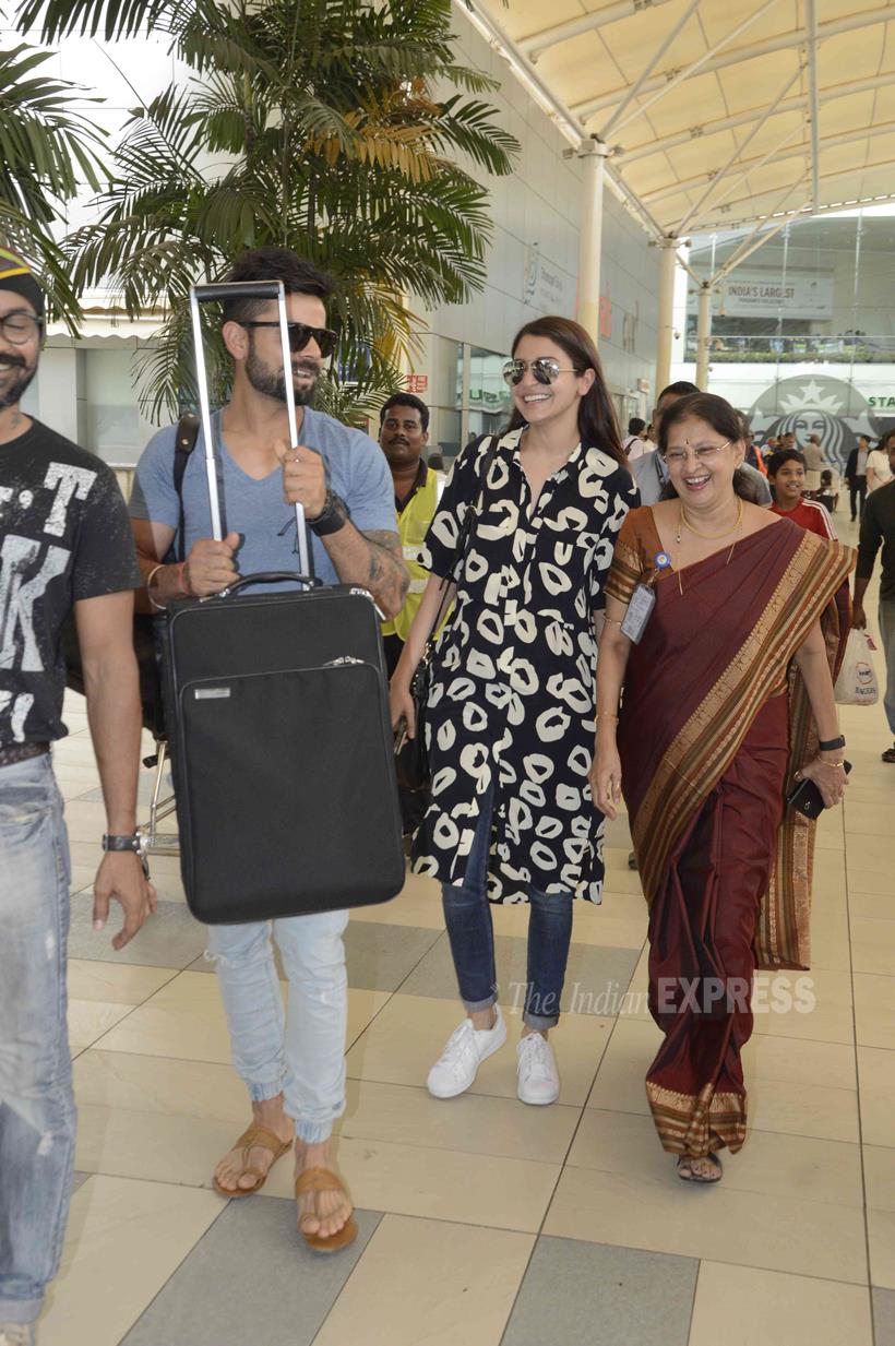 Actress Anushka Sharma spotted with a luxury bag at the airport