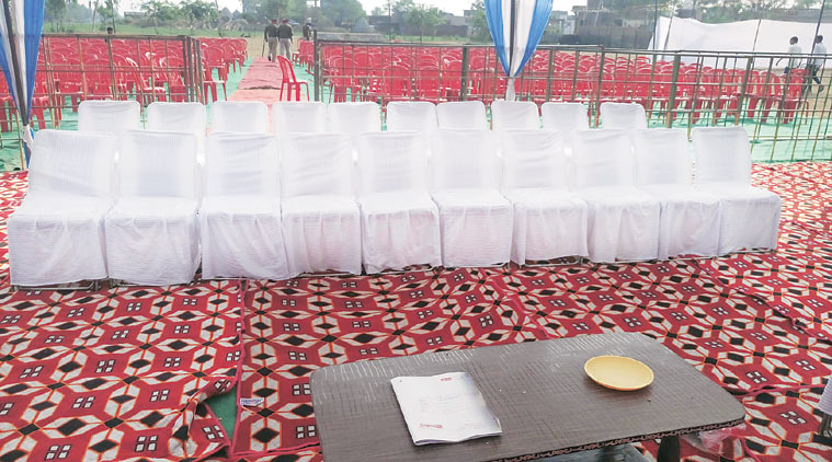 The file that was left behind at Jahangir village after the CM’s sangat darshan on Friday. (Source:  Express Photo)