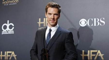 British actor Benedict Cumberbatch poses backstage with his actor award for "The Imitation Game" during the Hollywood Film Awards in Hollywood, California, in this November 14, 2014 file picture. REUTERS/Danny Moloshok/Files