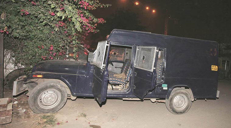 A picture of the van whose driver fled with Rs 22 crore after halting it near Govindpuri metro station; in New Delhi.; Express; Photo By Amit Mehra; 26112015