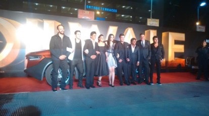 Shah Rukh Khan, Kajol and Rohit Shetty during the Sneak Preview of film ' Dilwale