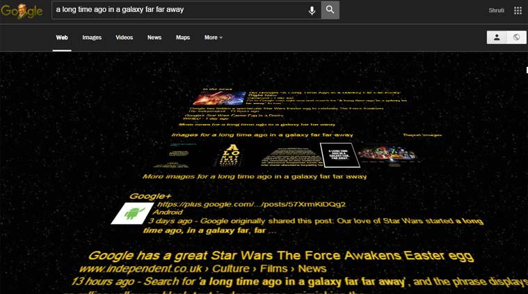 Google Search, Google Search Star Wars, Google Google Star Wars theme, Google 'long long time ago in Galaxy', Google Search results Star Wars style