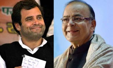 Congress chief Rahul Gandhi and Union Minister Arun Jaitley.