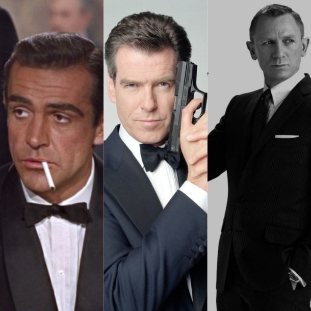 The James Bond Men: Sean Connery, Pierce Brosnan, Daniel Craig 