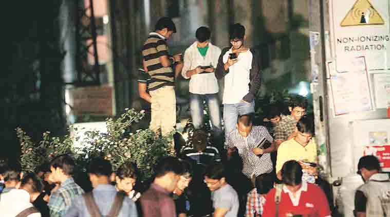 Searching for 4G at Jawahar Nagar in Kota. (Express Photo by: Praveen Khanna)