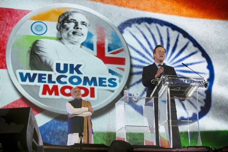 Prime Minister David Cameron and Prime Minister Narendra Modi in London.