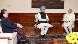 narendra modi, sonia gandhi manmohan singh, modi sonia manmohan meeting, winter session, modi in winter session, gst bill, ambedkar debate, modi congress meeting, india news, latest news, indian express editorial, indian express column