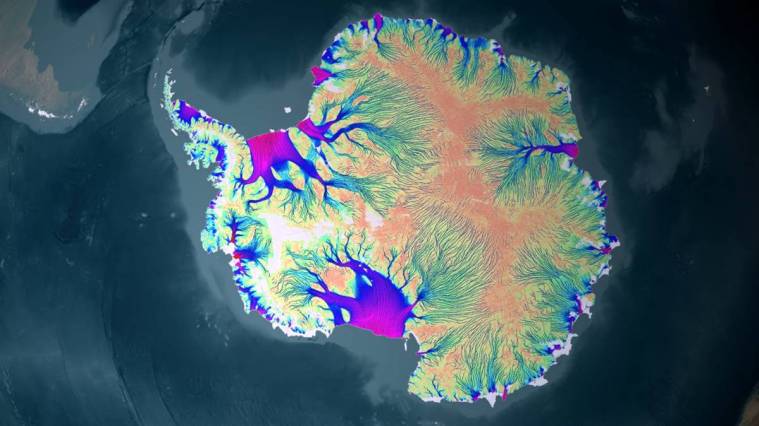 A visualisation of the ice on Antartica. Image: NISAR