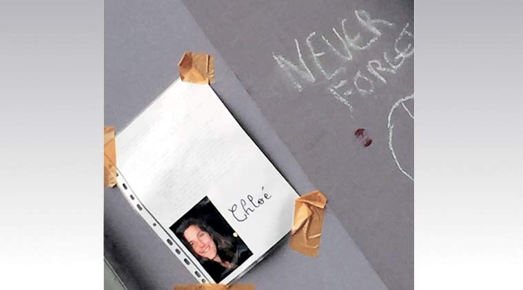 A note in memory of a victim, at Rué Bichet. (Express Photo by: Praveen Swami)