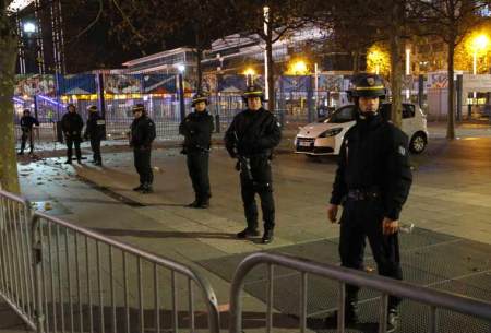 Police officers secure the Stade de France stadium during the international friendly soccer France against Germany. (Source: AP)