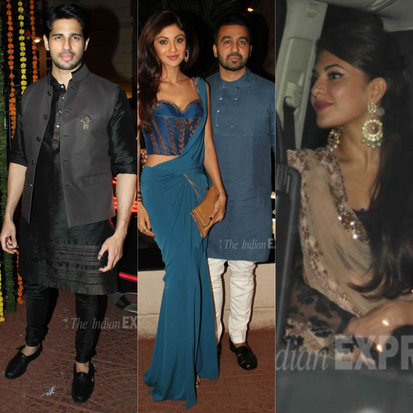 Shilpa Shetty, Sidharth Malhotra, Jacqueline Fernandez, Sidharth Malhotra, Akshay Kumar, Twinkle Khanna, Shamita Shetty, Raj Kundra, Abhishek Bachchan, Ekta Kapoor, Jeetendra, Rishi Kapoor, Randhir Kapoor, Karan Johar, Sophie Choudry, Manish Malhotra, Neelam Kothari, Samir Soni, Jackky Bhagnani, Diwali party, bollywood, entertainment