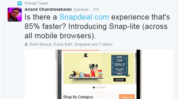 Snapdeal, Snap Lite, Flipkart Lite,Flipkart, Anand Chandrasekaran, Flipkart mobile website, Snapdeal mobile website, ecommerce, technology news
