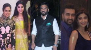 Sridevi, daughter Khushi, Karan Johar, Suniel Shetty at Shilpa Shetty’s Diwali celebrations