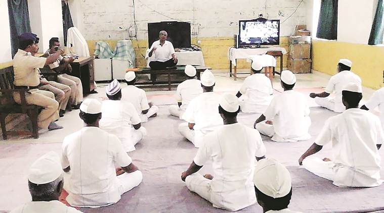 yoga, yoga session in jail, prison yoga session, yoga jail remission, jail term remission, Yerawada Central Prison, maharashtra prison, pune jail, prison term remission, pune news, maharashtra news, india news