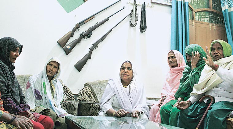 Sarpanch Ashubi and her team at her home in Nimkheda village in Mewat district of Haryana. (Source: Gajendra Yadav)