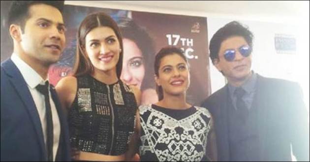shah rukh khan, kajol, srk, kajol srk, varun dhawan, kriti sanon, varun, kriti, varun kriti, srk pics, srk in dubai, kajol pics, kajol in dubai, varun dhawan pics, varun in dubai, entertainment news, bollywood pics, dilwale, dilwale cast, dilwale cast pics, dilwale in dubai