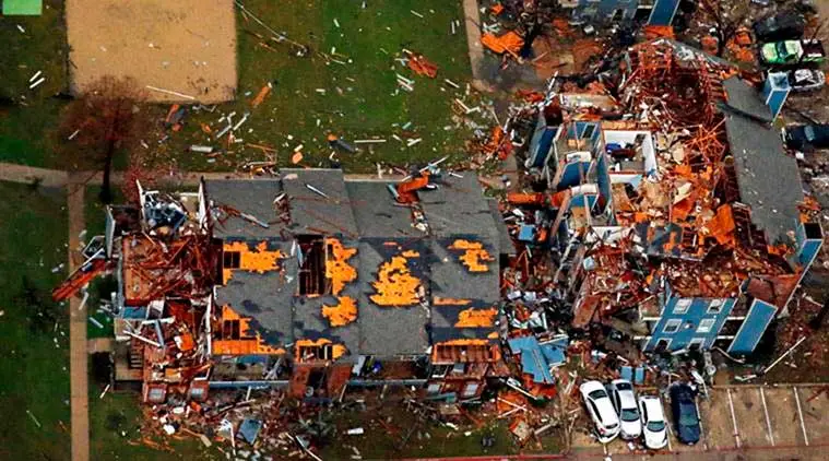 Damage to an apartment complex is seen after Saturday's tornado in Garland, Texas, Sunday, Dec. 27, 2015. ( AP photo)