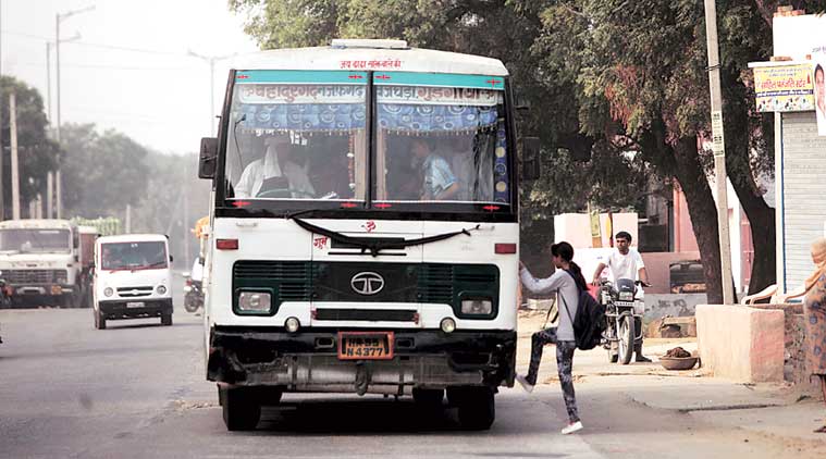 A DTC bus deployed to pass through Jharoda Kalan last month stayed on the route for a mere three weeks before it was pulled out. (Express Photo by Amit Mehra)