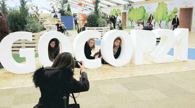Participants at the Climate Generations Areas, part of COP21, in Le Bourget, north of Paris, on Wednesday. (Source: AP)