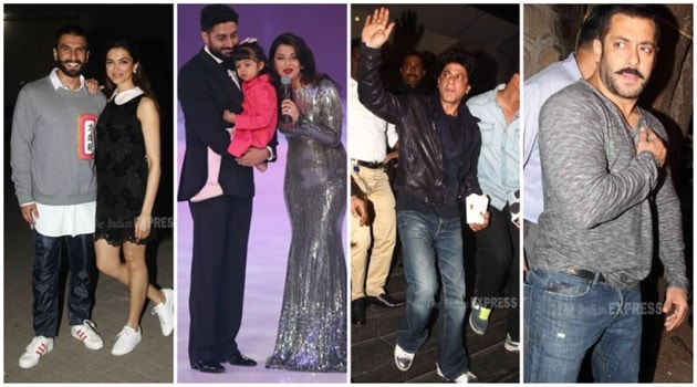 deepika padukone, ranveer singh, aishwarya rai bachchan, aaradhya bachchan, abhishek bachchan, salman khan, shah rukh khan
