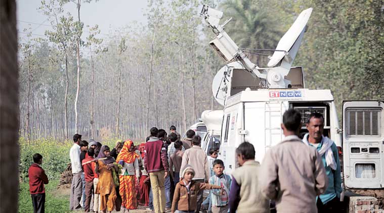 At the juvenile’s village in Badaun on Sunday. (Express Photo by: Oinam Anand)