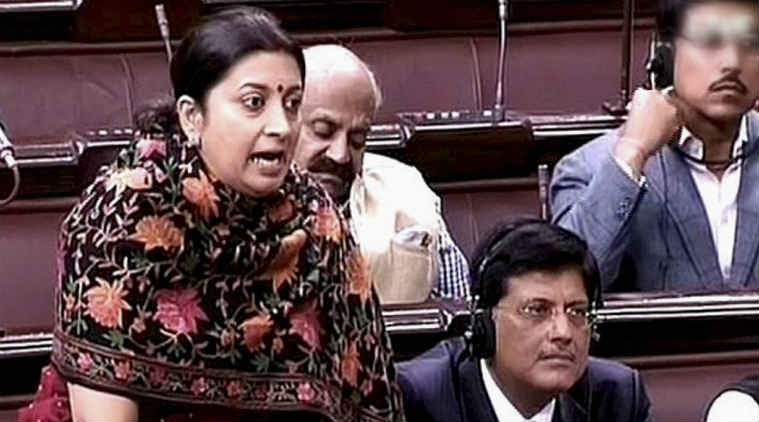 Union HRD Minister, Smriti Irani addressed the Parliament during the winter session