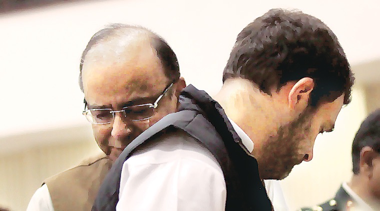Union Minister Arun Jaitley and Congress chief Rahul Gandhi.