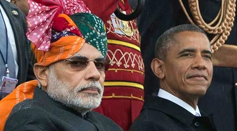 Narendra Modi and US President Barack Obama watch the Republic Day parade in New Delhi. (Source: PTI photo)