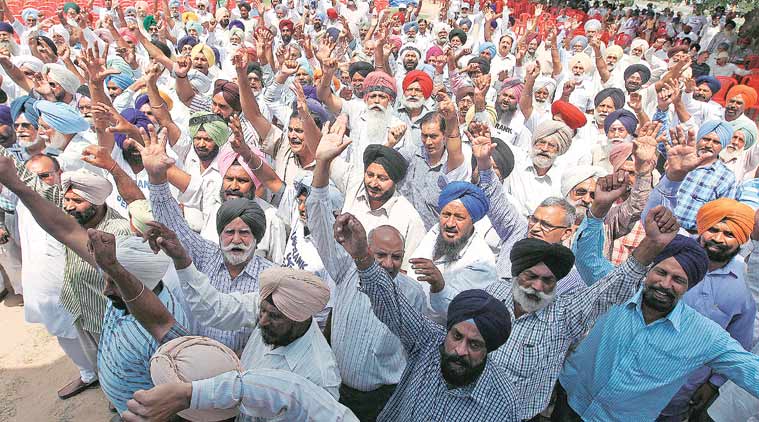 Ex-servicemen protest for OROP in Chandigarh. (Express Photo)