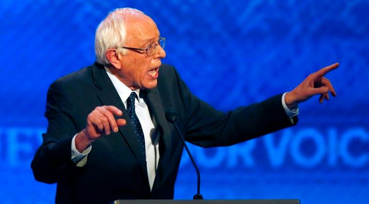 Bernie Sanders speaks during a Democratic presidential primary debate Saturday, Dec. 19, 2015, at Saint Anselm College in Manchester, N.H. (AP Photo/Jim Cole)