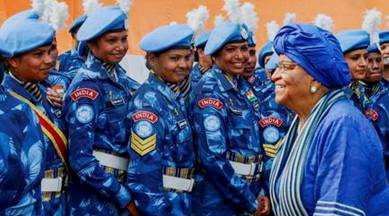 liberia, indian women peacekeepers, liberia president Ellen Johnson Sirleaf, woman peacekeeprs in liberia, liberia, UN woman peacekeeping force, indian formed police unit, FPU, liberia news, world news