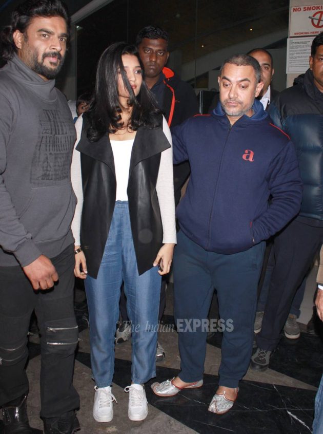 Aamir Khan, R Madhavan, Ritik Singh, Rajkumar Hirani, Aamir Khan Saala Khadoos screening, aamir Khan Saala Khadoos screening photos