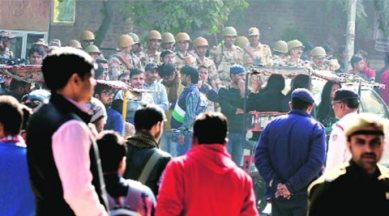Ayodhya temple seminar , Ayodhya temple seminar DU, Delhi university, NSUI, delhi police, KYS, DTF, Delhi news