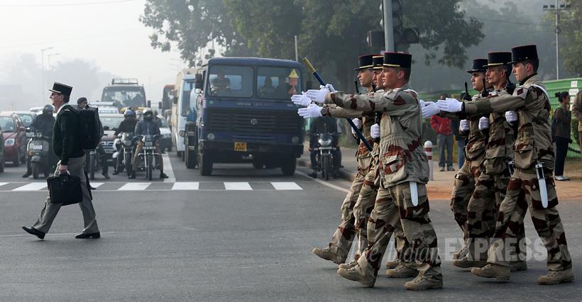 Republic Day Parade, Republic Day Celebration, French Troops, french soldiers, Republic Day Parade rehearsal, French President Francois Hollande, Republic Day Parade pics, Republic Day Parade Photos