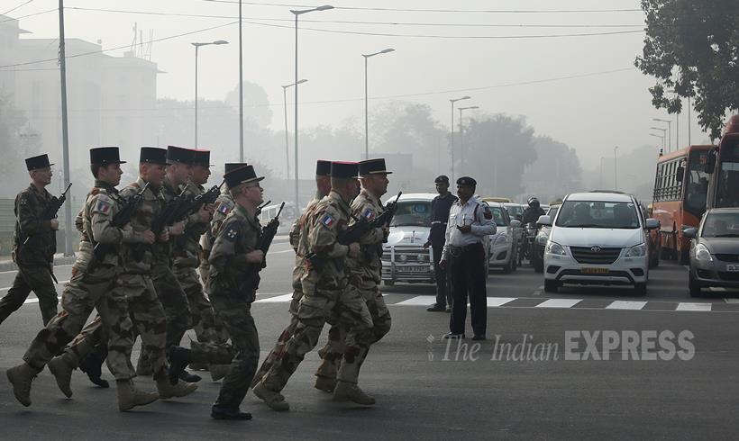 Republic Day Parade, Republic Day Celebration, French Troops, french soldiers, Republic Day Parade rehearsal, French President Francois Hollande, Republic Day Parade pics, Republic Day Parade Photos