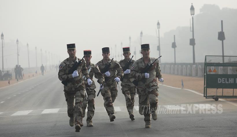 Republic Day Parade, Republic Day Celebration, French Troops, french soldiers, Republic Day Parade rehearsal, French President Francois Hollande, Republic Day Parade pics, Republic Day Parade Photos