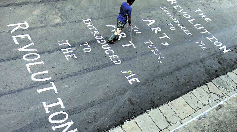 Shutdown of the Year Graffiti at Film and TV Institute of India, Pune, against the appointment of Gajendra Chauhan as FTII head. Arul Horizon
