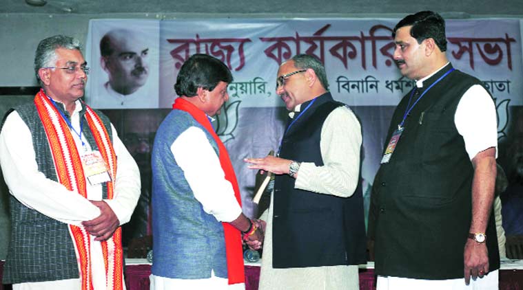 BJP, west bengal, west bengal BJP, BJP state committee meeting, Booth Chalo Abhiyan, Shiv Prakash, Kailash Vijayvargiya, Dilip Ghosh, Sidharth Nath Singh, Rahul Sinha