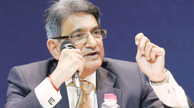 Chairman of the Supreme Court Committee on Reforms in Cricket, Justice (retd.) R M Lodha, at a press conference after tabling the panel’s report on Monday. (Source: PTI)